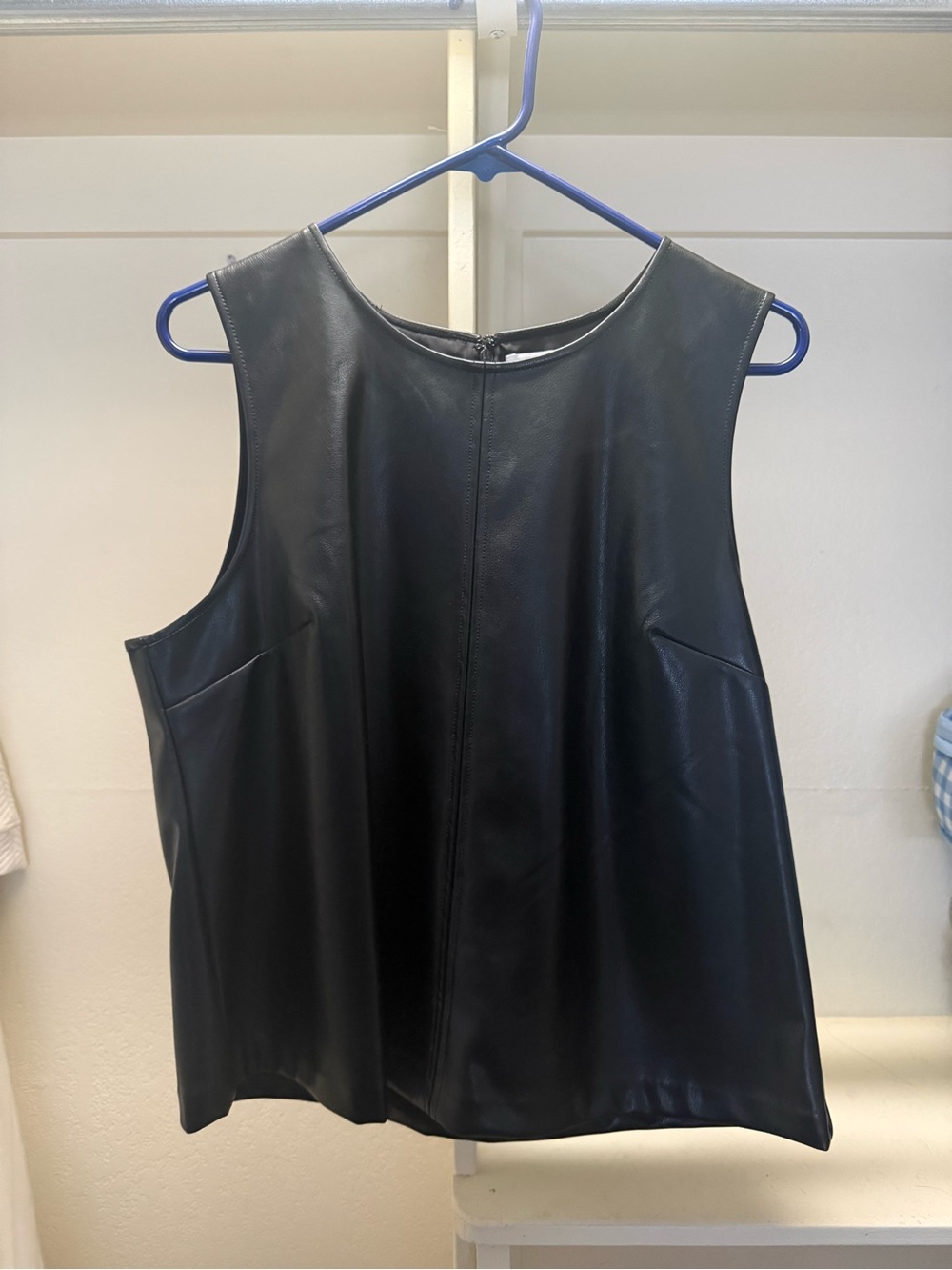 J. Crew Black Faux Leather Sleeveless Top